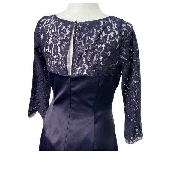 Eliza J Navy Blue Satin and Lace Cocktail Dress SZ 4 - Picture 5 of 7